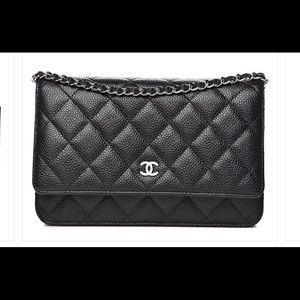 CHANEL Quilted Calfskin Wallet On Chain WOC Black